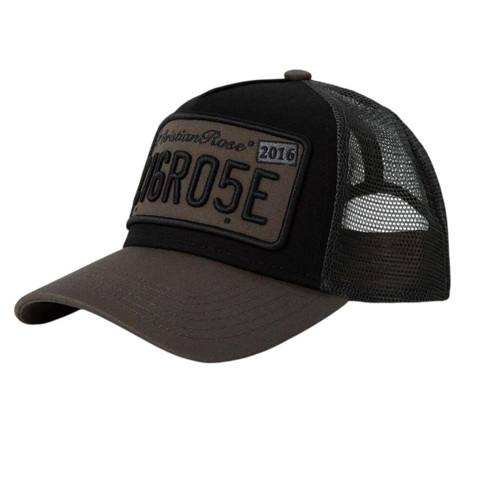Christian Rose Unisex Adult License Plate Casual Trucker Cap / Black